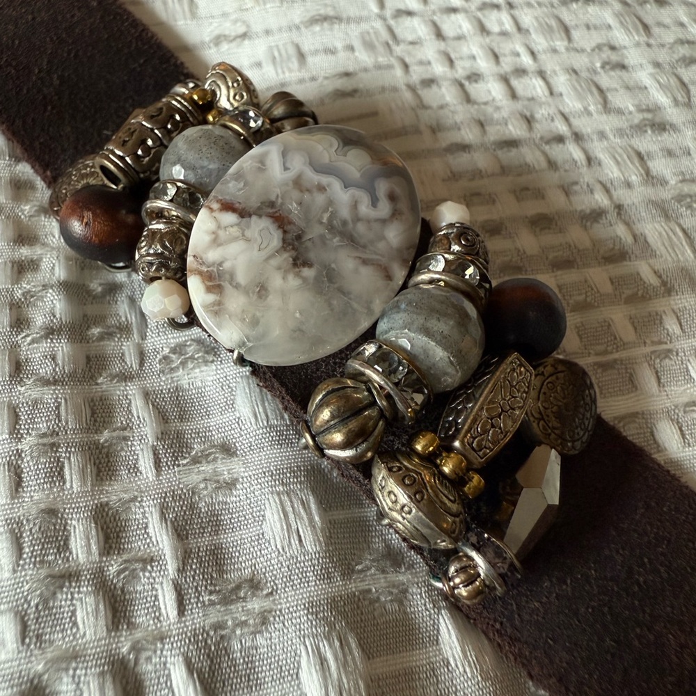 Artisan Beaded Bracelet with Striking Centerpiece